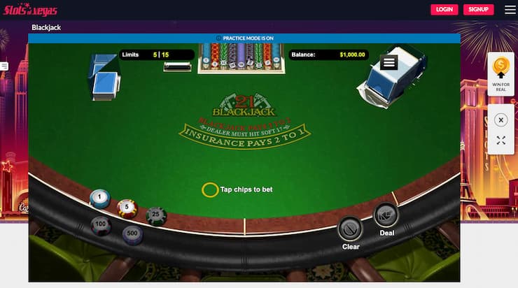An image of a blackjack game at Slots of Vegas, one of the best real‑money blackjack sites.